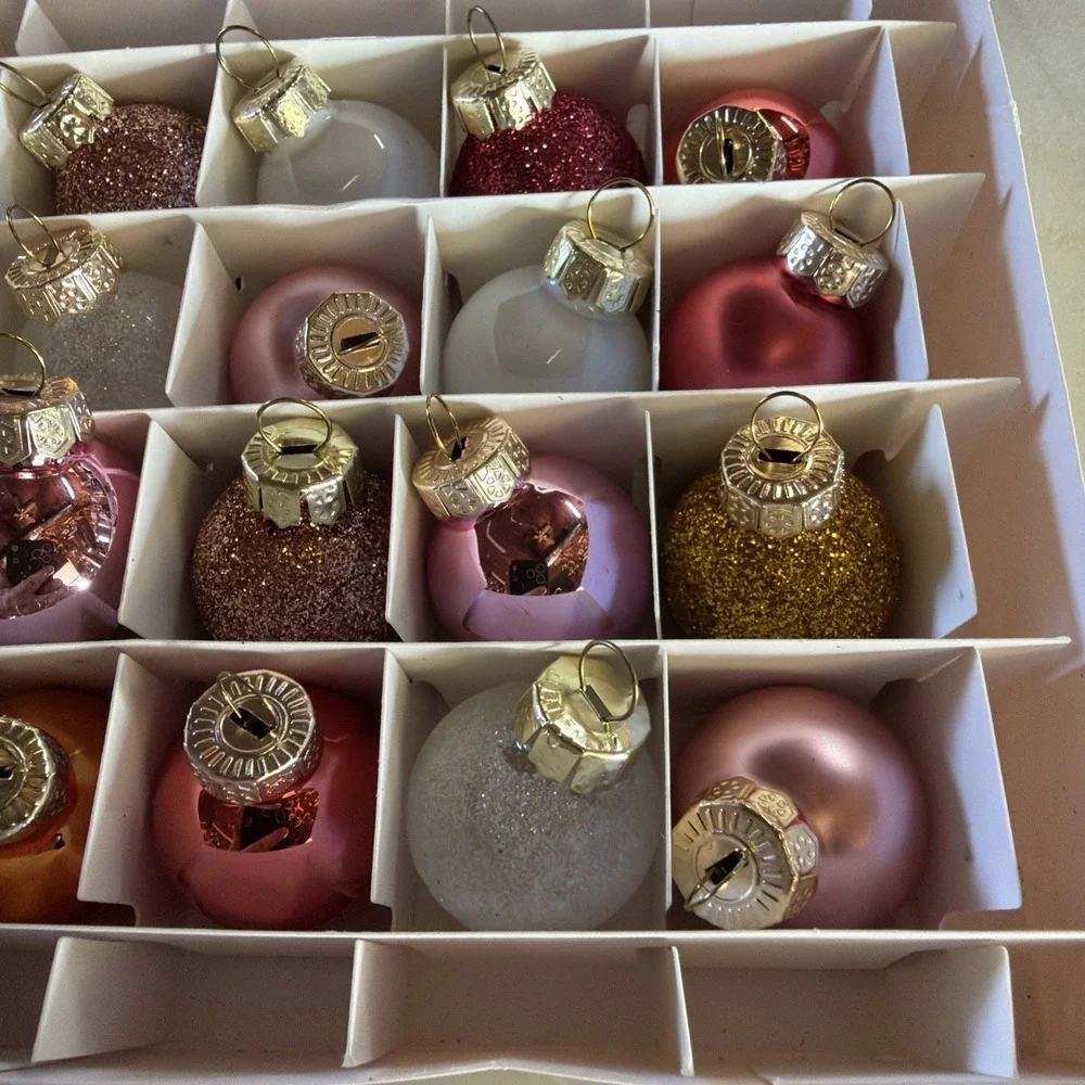 Target Wondershop Handcrafted Miniature Christmas Ornament Set 16 Pinks White